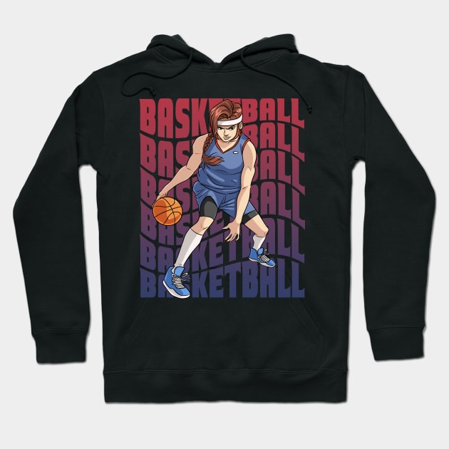 Women's Basketball I Play Like A Girl Female Dribbling Ball Hoodie by Noseking